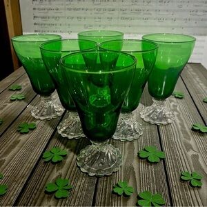 Vintage 1950’s Anchor Hocking Burple Green Footed Tumbler 5 Inch EUC